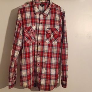 Lrg plaid red white & blue button down shirt 2xl